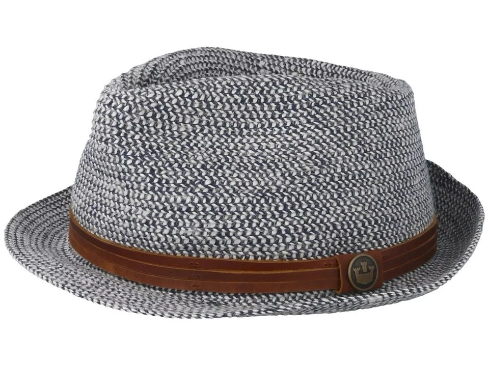 Sombrero bajo Goorin Bros azul cáñamo algodón Trilby Fedora para hombre pequeño azul marino blanco Foto 1 de 4