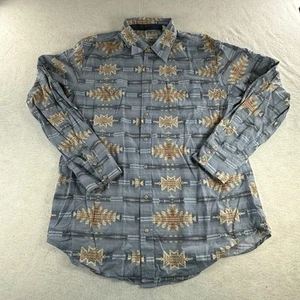 Stetson Shirt Mens XL Blue Aztec Pattern Pearl Snap Western Rodeo - Picture 1 of 5