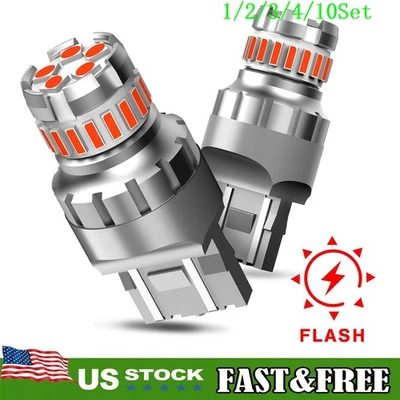 7443 LED Estroboscópico Intermitente Freno Trasero Luz Estacionamiento Advertencia Bombilla 1~10 Juego Foto 1 de 4