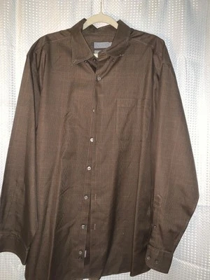 Talbots Men's Shirt Brown Windowpane Long Sleeve Button Up XL - Image 1 of 4