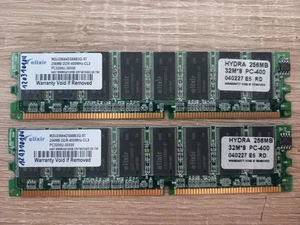 RAM DDR1 2x 256 Mb - DDR 400 CL3 PC3200U-30330 Elixir M2U25664DS8B3G-5T - Imagen 1 de 1