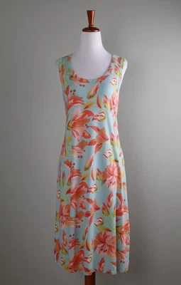 SOFT SURROUNDINGS $110 Orange Floral Print Casual Tank Dress Size Medium - Image 1 of 4