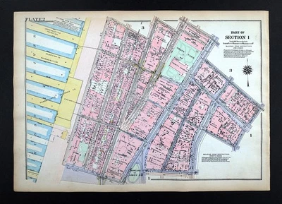 1925 Bromley NY City Map Manhattan Wall Street NYSE Trinity Church Battery Park - Image 1 of 4