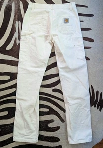 Vintage Carhartt weiße Doppelknie Canvas Malerhose Größe 30 x 32 Arbeitskleidung - Bild 1 von 9