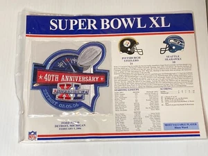 NFL Super Bowl XL Logo Willabee & Ward Patch Stat Card Pittsburgh Steelers - Picture 1 of 4