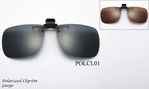 Large Polarized Clip On Sunglasses Flip Up Glasses Driving Fishing Sports Square - Picture 1 of 14