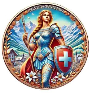 1oz Swiss Helvetia Suntenbit Celtic Colorized .999 Copper Round - Picture 1 of 3