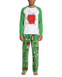 Briefly Stated Men's Matching Peanuts Raglan-Sleeve Top and Pajama Pants Set - Picture 1 of 6