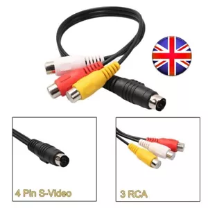4 Pin S-Video To 3 RCA Composite Video Cable Copper Core for Computer Laptop - Picture 1 of 4