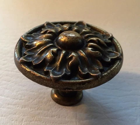 Brass Flower Antique Hardware French Prov Art Deco Drawer Pull Cabinet Knob MCM Cover