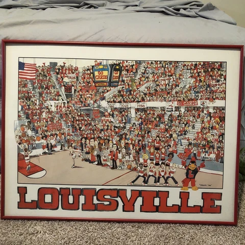 1982-83 Louisville Cardinals Men’s basketball Poster Framed Cartoon Caricature Cover