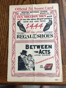 Programa de béisbol Boston Braves vs Chicago Cubs de 1933 - Imagen 1 de 4