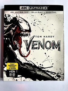 Venom 4k Ultra HD Blu-Ray Tom Hardy Marvel With Slipcover