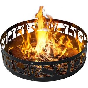 Kapler 36 Zoll Feuerring mit 360° graviertem Hirsch und Wolf Design für Camping - Bild 1 von 6