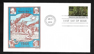 #2838a 29c WWII -1944- Allied Forces retake New Guinea- Gamm FDC - Image 1 of 2