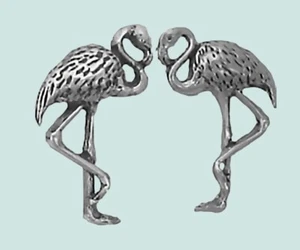 Flamingo Ohrringe Sterlingsilber kleine Mini Pfosten Ohrstecker - Bild 1 von 4
