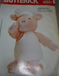 *RARE VTG 1980s 20" STUFFED "JAMBON PIG" Stuffed DOLL CLOTHING SEWING PATTERN UC - Picture 1 of 1