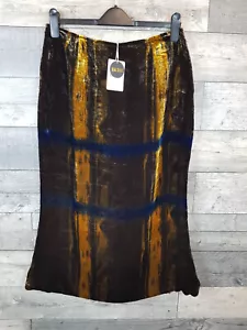 Falda midi Kim Shui terciopelo grande marrón 100 % seda boho - Imagen 1 de 13