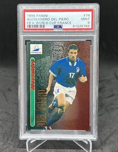 ALESSANDRO DEL PIERO 1998 Panini World Cup Soccer Card ITALY #74 Graded PSA 9 - Picture 1 of 4
