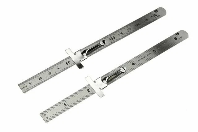 SE 925PSR-2 SAE and Metric Ruler - Silver (2 Piece)