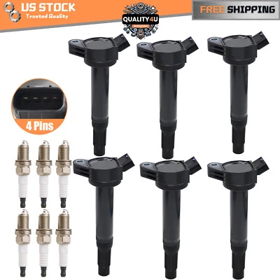 For Lexus ES350 RX350 RX450h 3.5L 6 x Ignition Coils +6 x Spark Plugs 90919A2002 - Image 1 of 4