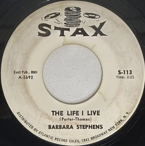 60s SOUL 45 HEAR Barbara Stephens THE LIFE I LIVE 1961 Stax PROMO VG- - Imagen 1 de 4