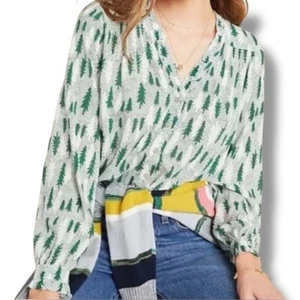 Maeve Anthropologie Oversize Baum Print Bluse Urlaub Cottagecore Top Gr. 4 - Bild 1 von 12