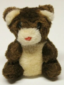  MINIATURE BEAR SEATED 4.5" BROWN/TAN FIXED NON-JOINTED TEDDY BEAR PINK NOSE  - Picture 1 of 2