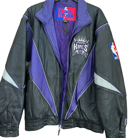 Vintage Sacramento Kings NBA Jacket Mens Large 90s  Leather Pro Player Rare Cover