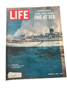 LIFE Magazine Jan 3 1964 Fire at Sea Lakonia Disaster Personna Ad Vintage - Picture 1 of 4