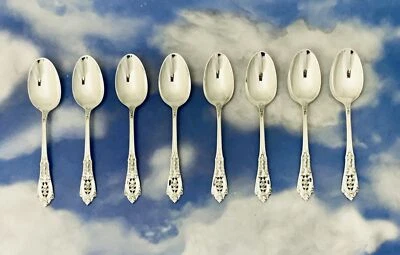 JUEGO DE 8 CUCHARADITAS DE PLATA ESTERLINA ROSE POINT DE WALLACE ~ ALTA CALIDAD  Foto 1 de 3
