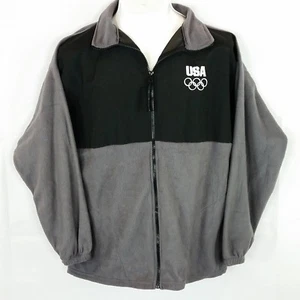 USA Olympic Games Symbol Mens Fleece Jacket Sz L Gray/Black Zip Up Lightweight   - Picture 1 of 5