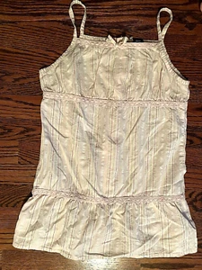 Gap Kids Vintage Girls NWT XL 12 Pink stripe lace strap tank top - Picture 1 of 1