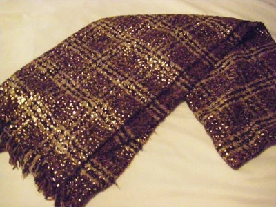 Michael Kors Invierno Bufanda Envoltura Grande Negro Metálico Dorado Multi 100% Poli NUEVO Foto 1 de 4