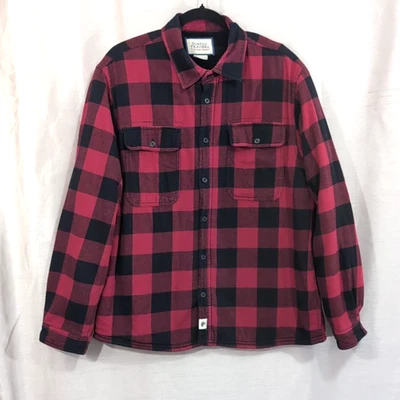 Boston Trader Sz XL Men’s Flannel Shacket Sherpa Lined Red Black Buffalo Plaid - Image 1 of 4