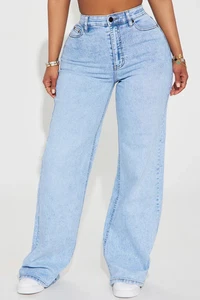 Make My Day Stretch Wide Leg Jeans - helle Waschung Größe 11 Damen neu mit Etikett neu - Bild 1 von 3