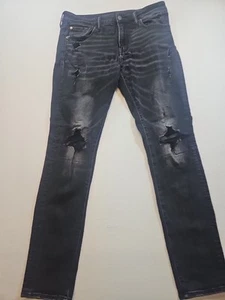 American Eagle Mens Denim Jeans Size 34x34Black Distressed Next Level Flex - Picture 1 of 18
