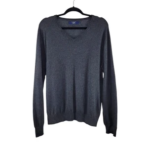 J.Crew Men's L Gray Sweater Cotton with Cashmere V-Neck Long Sleeve Knit 17736 - Picture 1 of 8