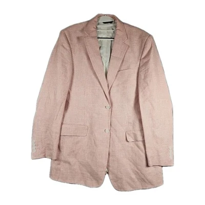 Jos A Bank 42L 亚麻羊毛套装红色白色西装外套运动外套男式复古 2 纽扣 — 第 1/4 张图片