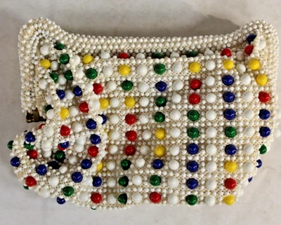 Bolso de Noche Vintage Luminoso con Cuentas Hippy Chic Colores Diseños con Cuentas Pequeño Foto 1 de 4