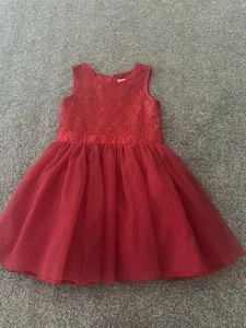 Cat & Jack Girl's Size 5T Short Sleeves Fit & Flare Tulle Party Dress Red NWT - Picture 1 of 2