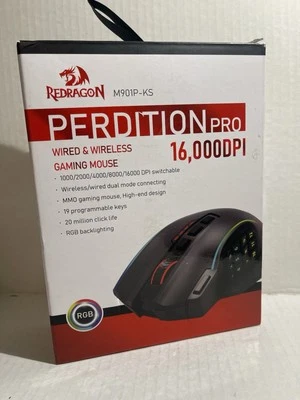 Redragon Perdition Pro 16000DPI Wire and Wireless Gaming Mouse/OPEN BOX  SEE PIC - Image 1 of 4