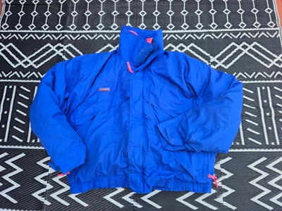 VTG 90S COLUMBIA WHIRLIBIRD 3-IN-1 DOWN WINTER SKI JACKET MEN XL BLUE BLACK PINK - Image 1 of 4