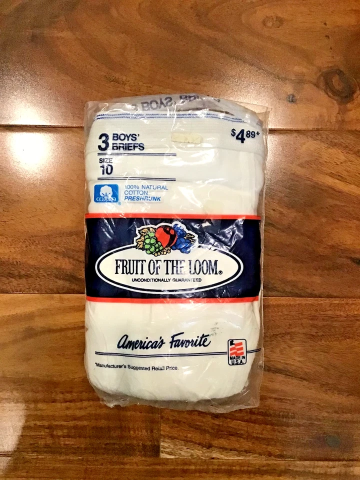 Vtg 90s Fruit of The Loom Boys Briefs Size 10 White Undies 3 Pair Deadstock