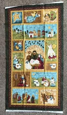 Vtg Star of Wonder Christmas Nancy Halvorsen Quilt Panel Benartex Cotton 42x24 - Image 1 of 4