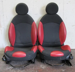 Genuine Used MINI Black & Red Half Leather Front & Rear Interior Seats for R56 - Picture 1 of 23