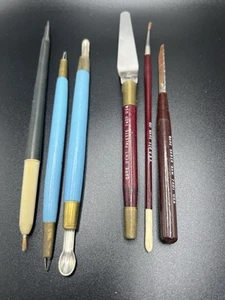 Set 7 pezzi utensili ceramica vintage Gare USA scolpire pennelli e strumenti. - Foto 1 di 11