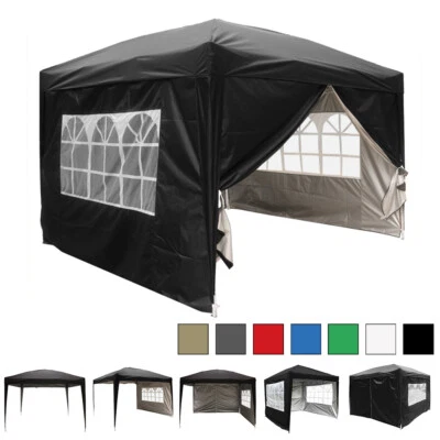 3x3m Pop up Gazebo Marquee Canopy Outdoor Garden Party Wedding Tent with 4 Sides