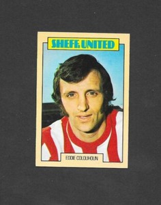 A&BC Gum Football Blue back 1973  #45 Eddie Colquhoun of Sheffield United