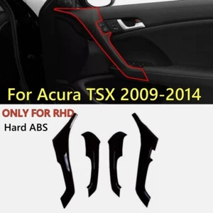 Cubierta de reposabrazos de puerta interior negro brillante RHD para Acura TSX 2009-2014 4 PIEZAS - Imagen 1 de 2